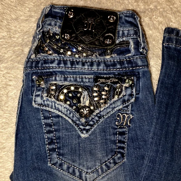 Miss Me Women's Embellished Blue Denim Jeans - Picture 1 of 6